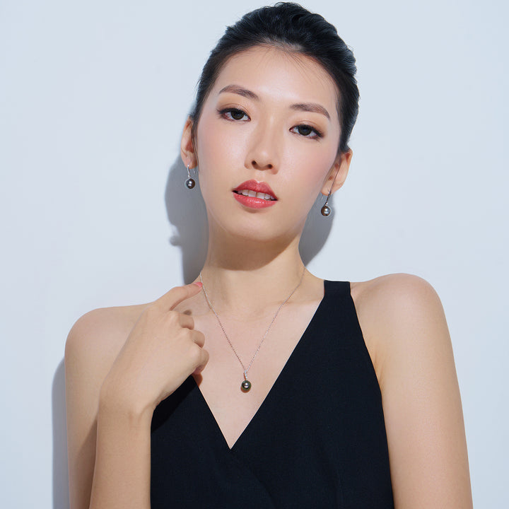 Elegant 18K Solid Gold﻿ Tahitian Pearl Earrings KE00266 - PEARLY LUSTRE