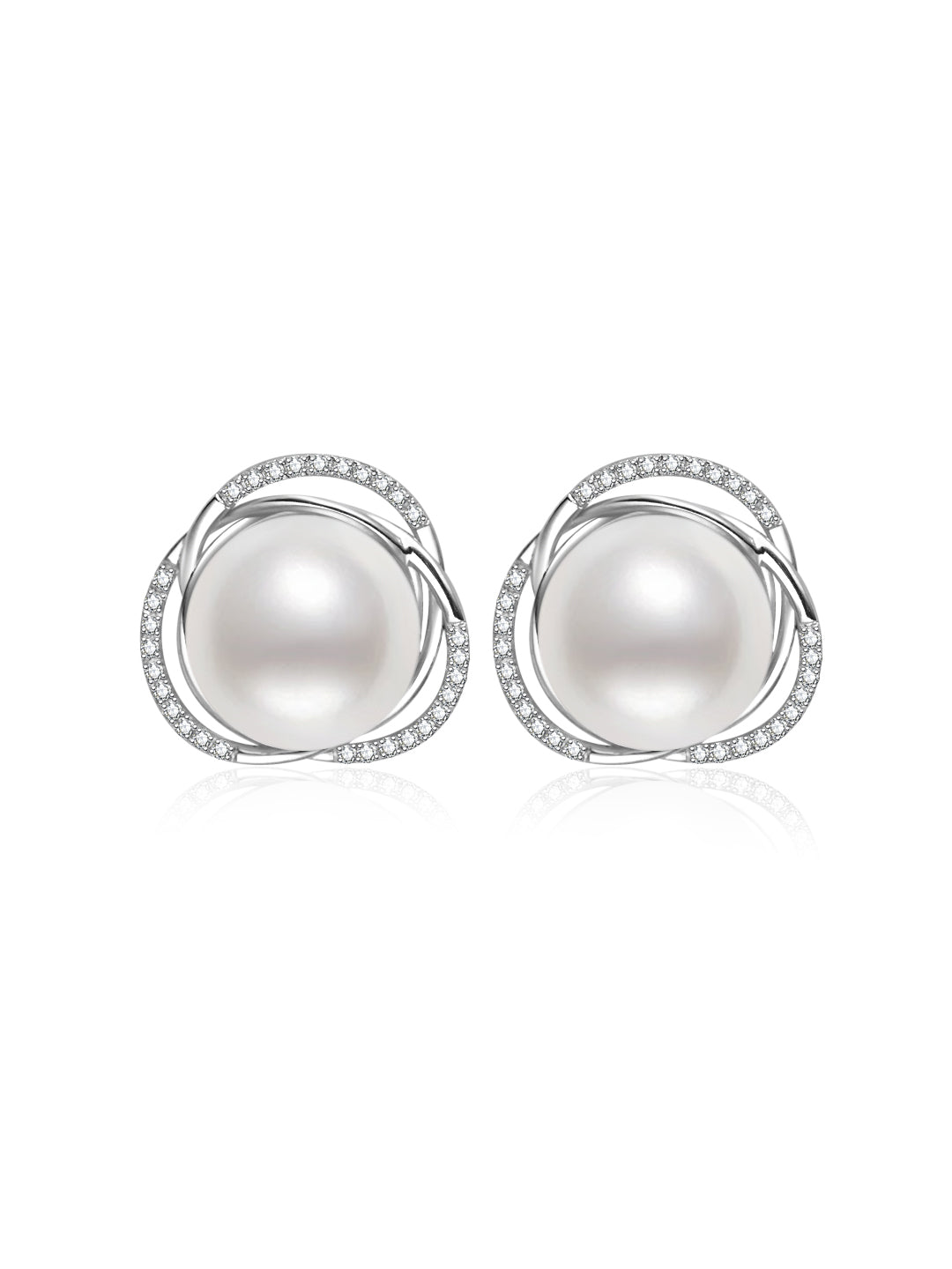 Pendientes de perla Edison con diamante de oro macizo 18K KE00267 | Lady Boss