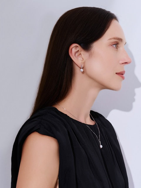 Pendientes de perla Akoya Hanadama con diamante de 18K KE00271 | Atemporal