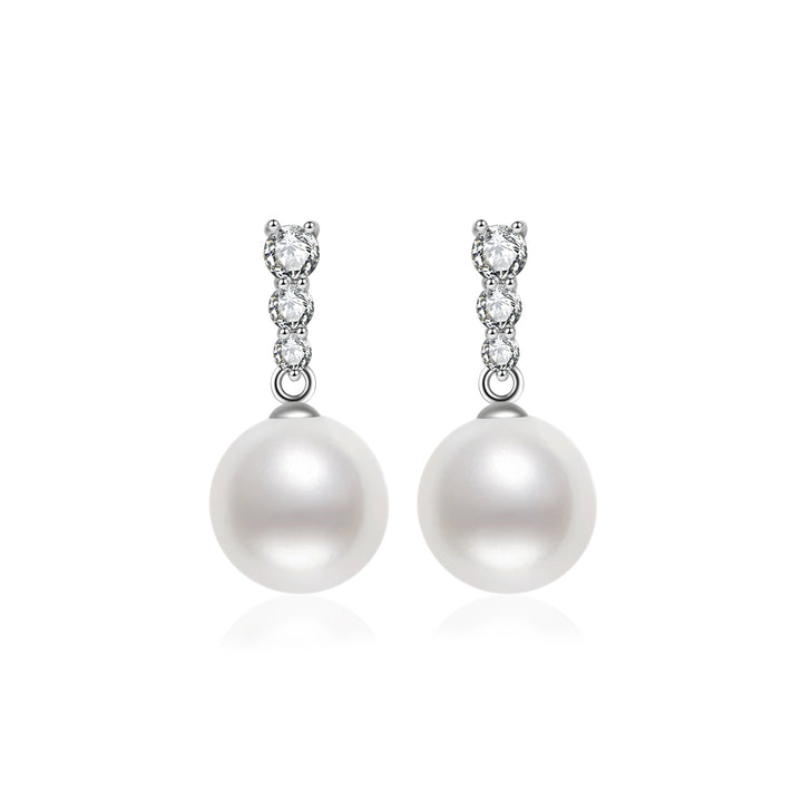 18K Diamond Hanadama Akoya Pearl Earrings KE00271 | Timeless - PEARLY LUSTRE