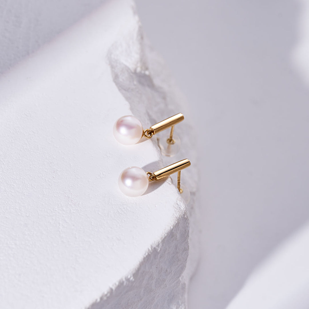 18K Solid Gold Akoya Hanadama Pearl Earrings KE00274 - PEARLY LUSTRE