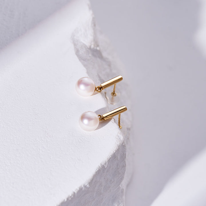 18K Solid Gold Akoya Hanadama Pearl Earrings KE00274 - PEARLY LUSTRE