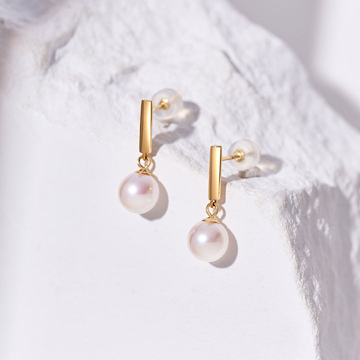 18K Solid Gold Akoya Hanadama Pearl Earrings KE00274 - PEARLY LUSTRE