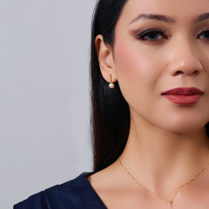 18K Solid Gold Akoya Hanadama Pearl Earrings KE00274 - PEARLY LUSTRE
