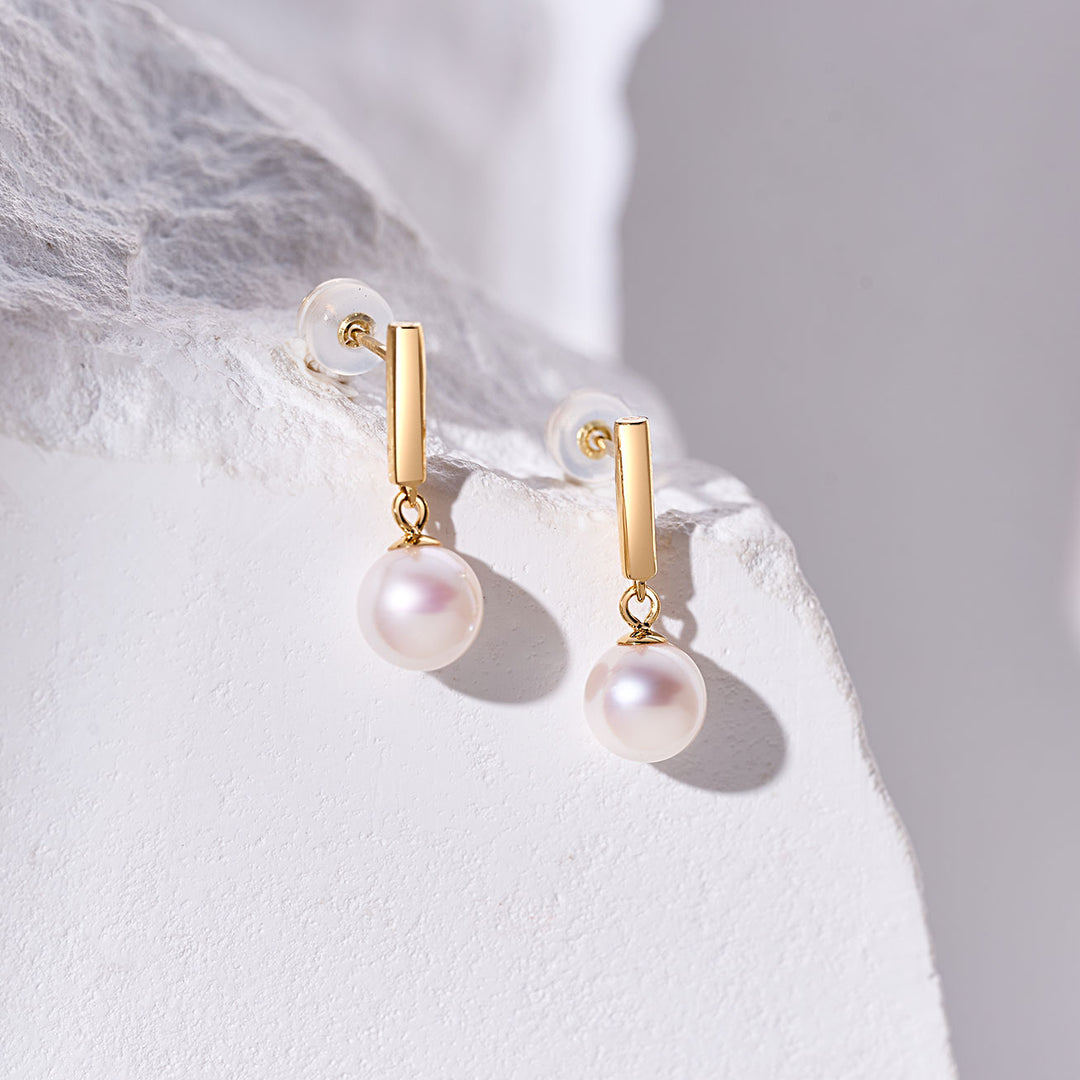 18K Solid Gold Akoya Hanadama Pearl Earrings KE00274 - PEARLY LUSTRE