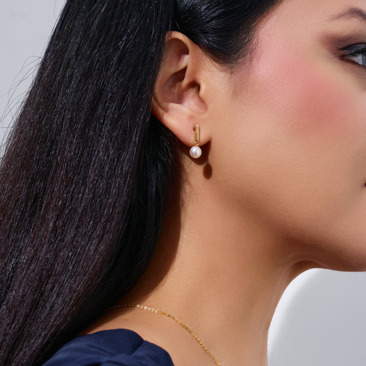 18K Solid Gold Akoya Hanadama Pearl Earrings KE00274 - PEARLY LUSTRE