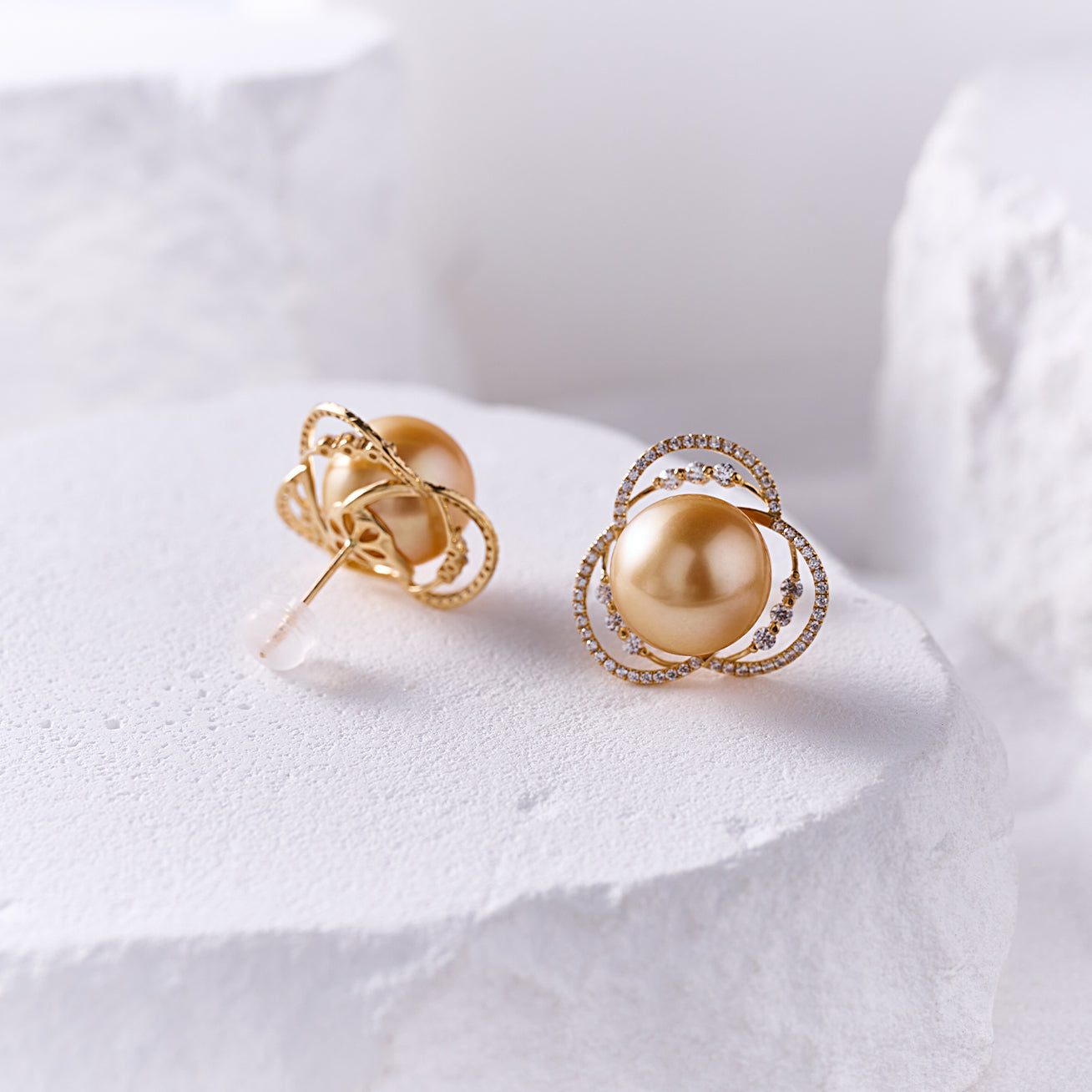 18K Solid Gold South Sea Golden Pearl Earring best Pearl 18K Solid Gold South Sea Golden Pearl Earring best Pearl
