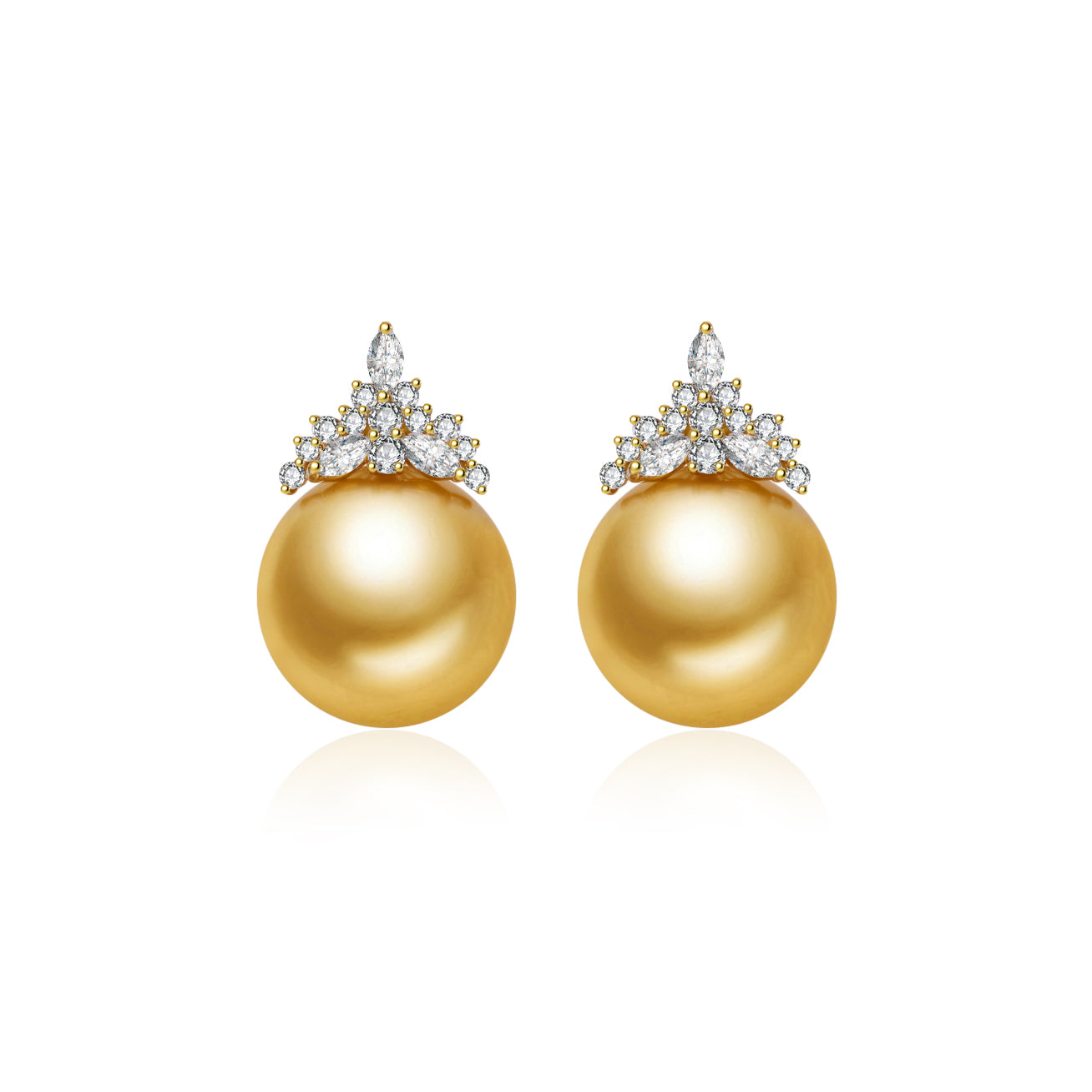 18K Solid Gold South Sea Golden Pearl Earring KE00276 - PEARLY LUSTRE