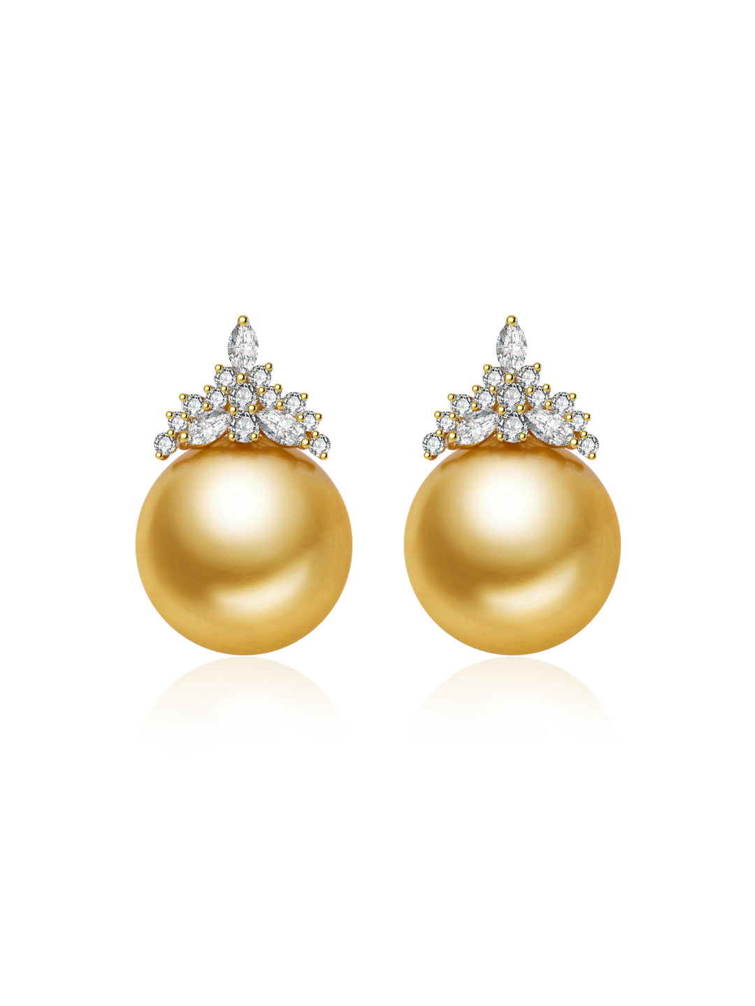 Orecchino con perla dorata del Mare del Sud in oro massiccio 18K KE00276