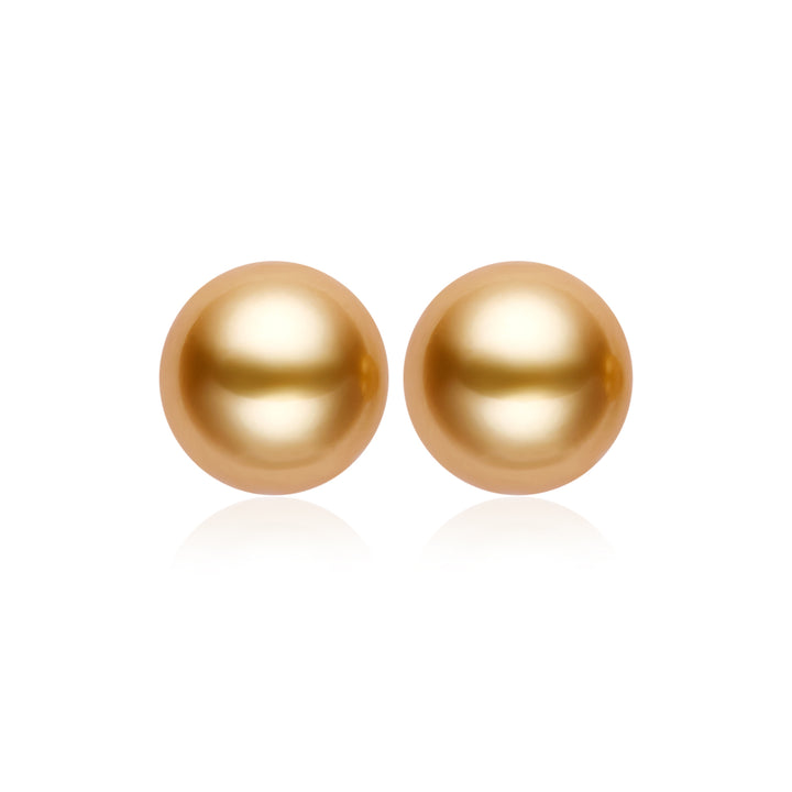 18K Solid  Gold﻿ South Sea Golden Pearl Stud Earrings KE00277