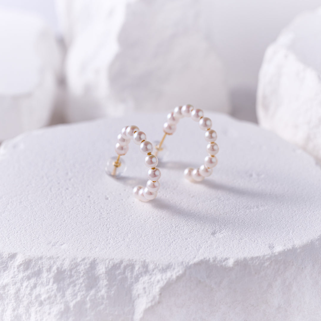 18K Gold Akoya Pearl Earrings KE00281 - PEARLY LUSTRE