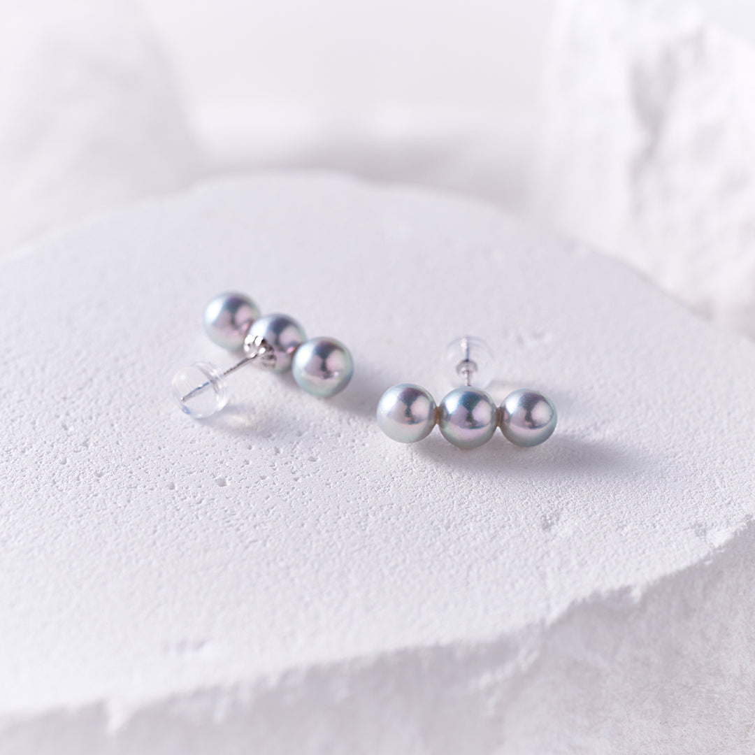 18K Silver Blue Akoya Pearl Earrings KE00282 - PEARLY LUSTRE