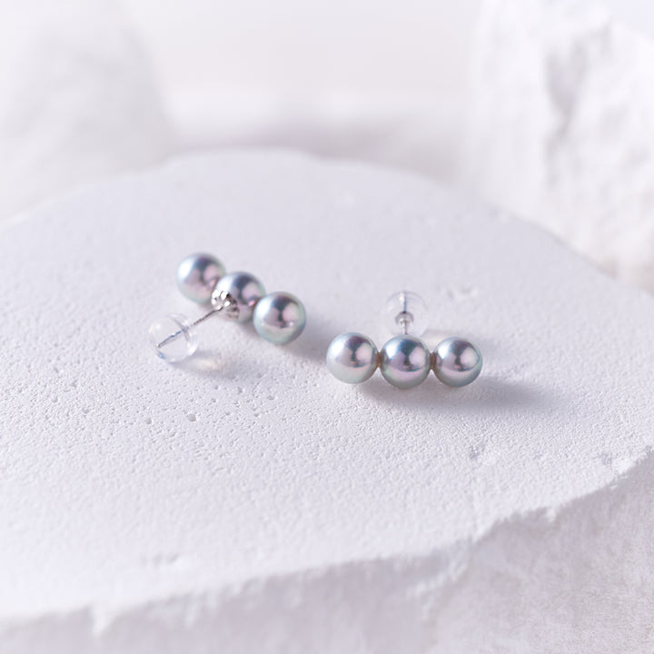 18K Silver Blue Akoya Pearl Earrings KE00282 - PEARLY LUSTRE