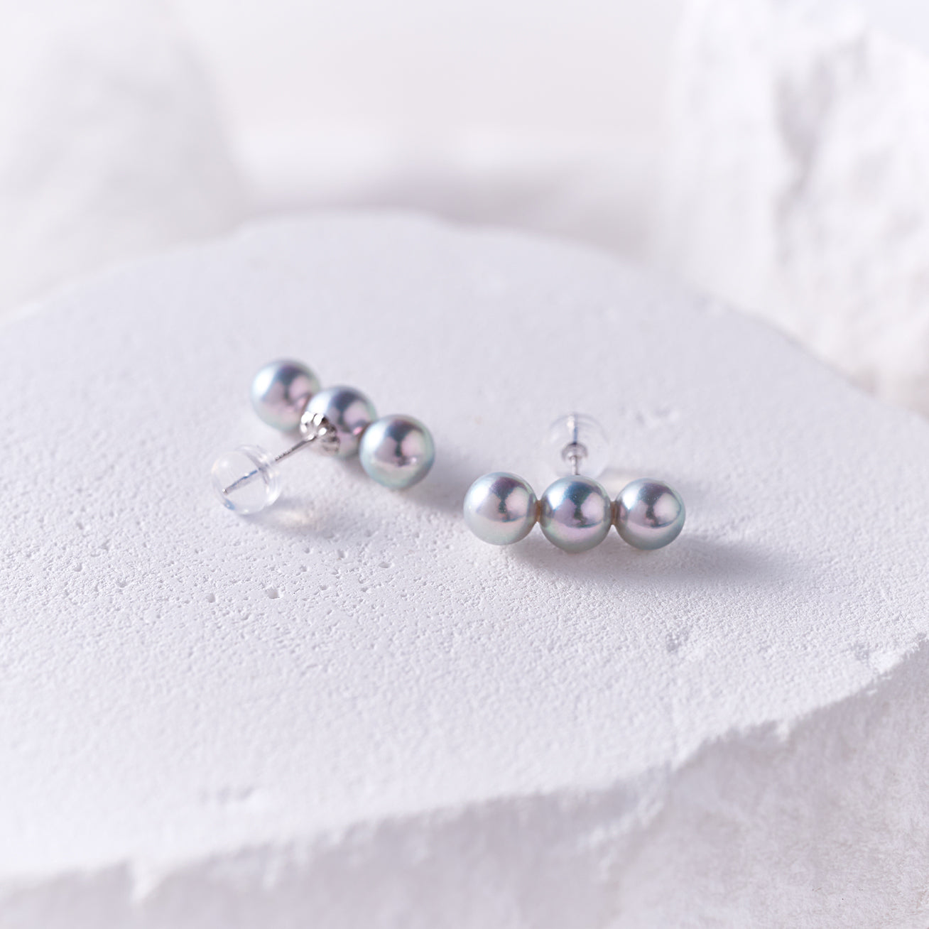 18K Silver Blue Akoya Pearl Earrings KE00282 - PEARLY LUSTRE