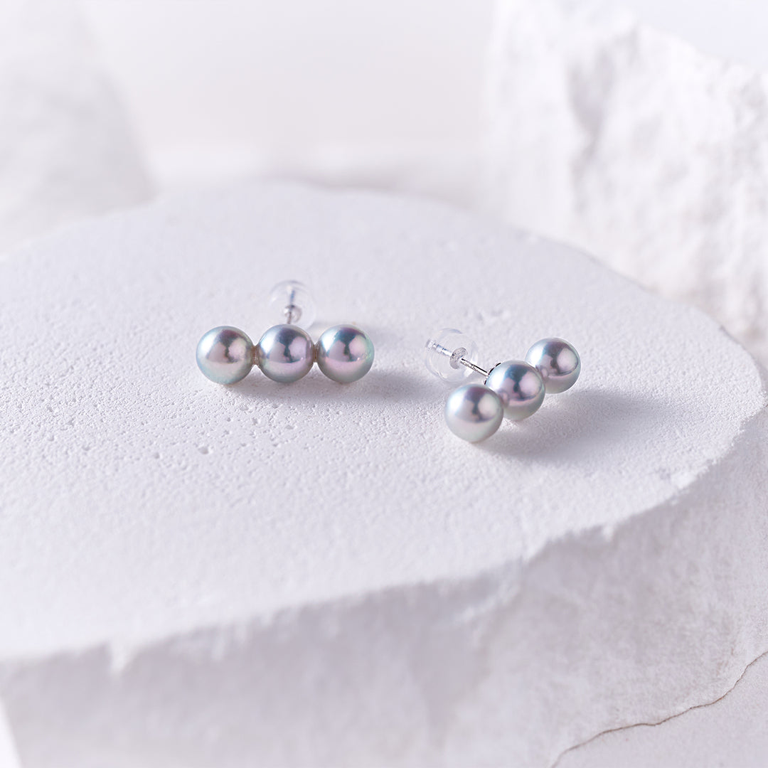 18K Silver Blue Akoya Pearl Earrings KE00282 - PEARLY LUSTRE