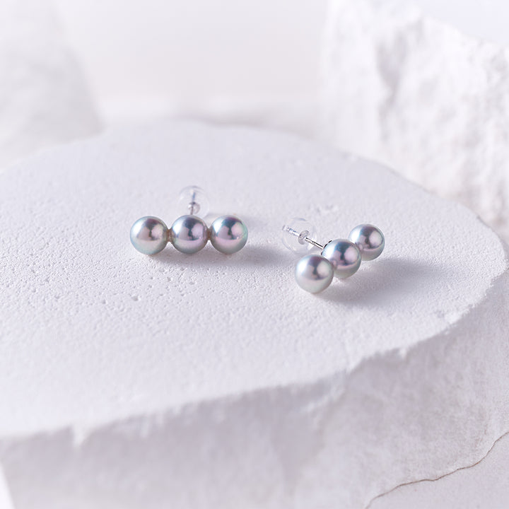 18K Silver Blue Akoya Pearl Earrings KE00282 - PEARLY LUSTRE