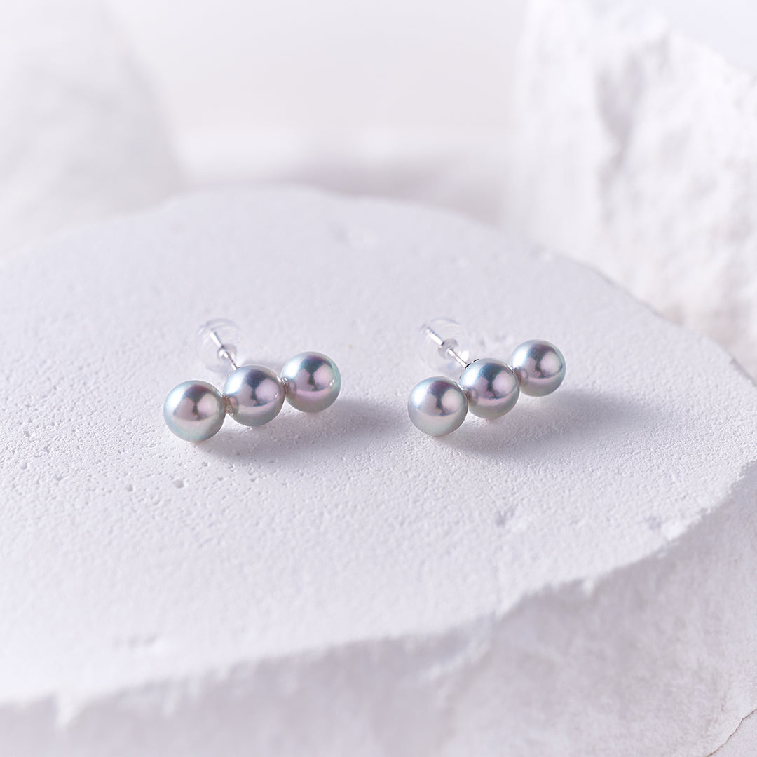 18K Silver Blue Akoya Pearl Earrings KE00282 - PEARLY LUSTRE