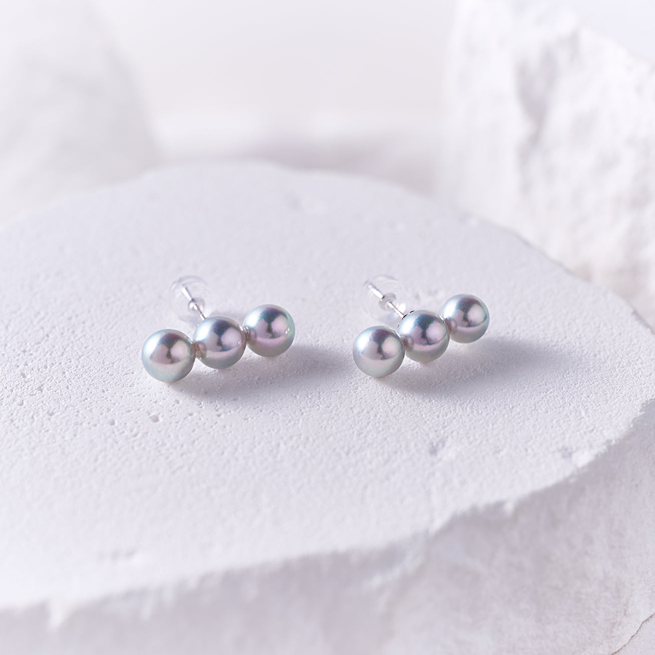 18K Silver Blue Akoya Pearl Earrings KE00282 - PEARLY LUSTRE
