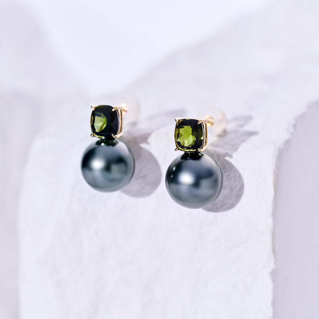 Pendientes de perla tahitiana de oro 18K KE00283