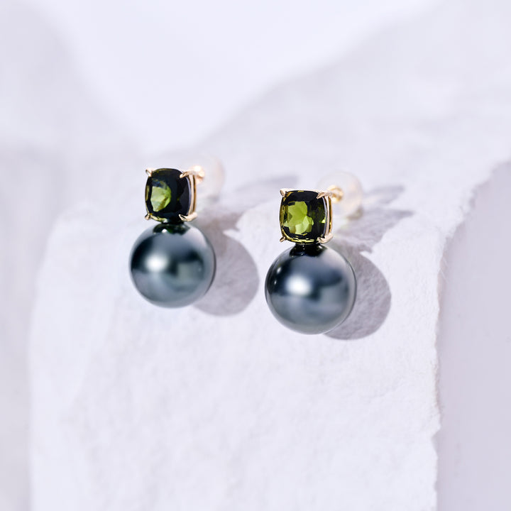 Pendientes de perla tahitiana de oro 18K KE00283