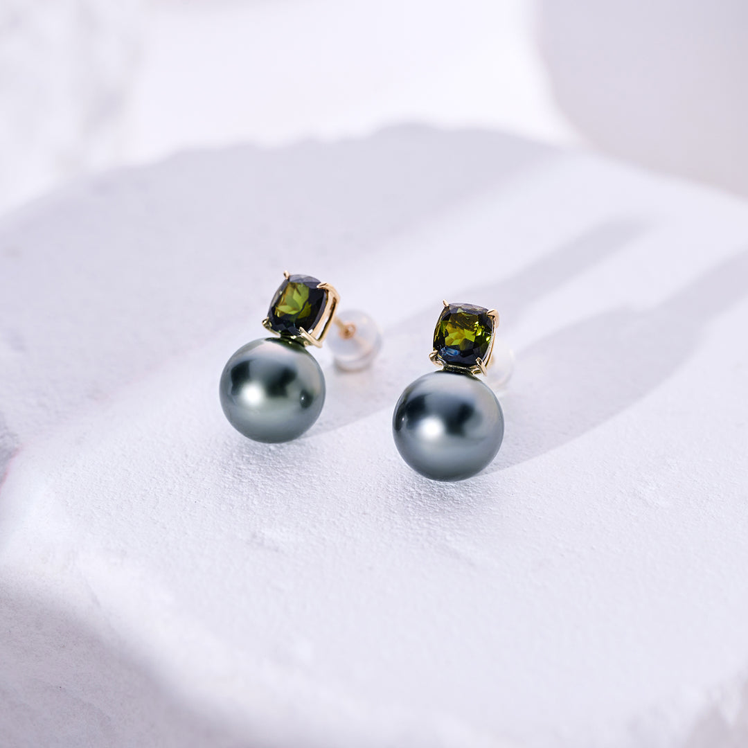 Pendientes de perla tahitiana de oro 18K KE00283