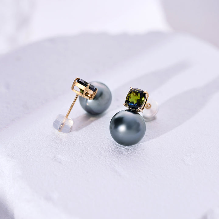 Pendientes de perla tahitiana de oro 18K KE00283