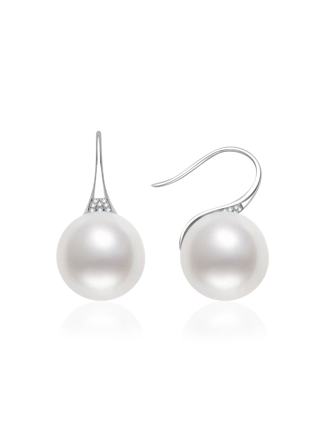 18k Solid Gold Australian White South Sea Pearl Earrings KE00284