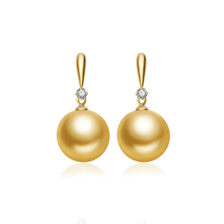 18K Massivgold Südsee Goldene Perlenohrringe KE00286