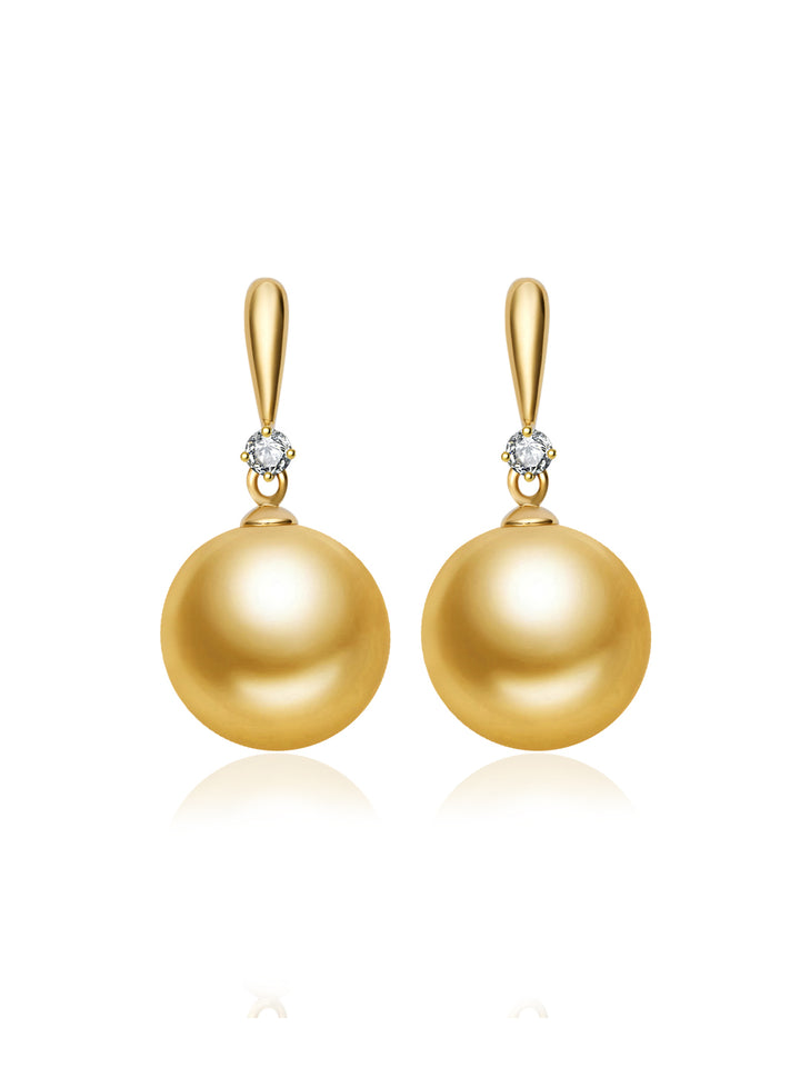 18K Massivgold Südsee Goldene Perlenohrringe KE00286