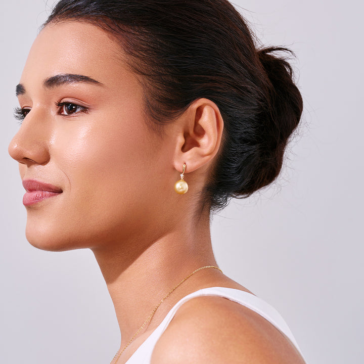 18K Massivgold Südsee Goldene Perlenohrringe KE00286