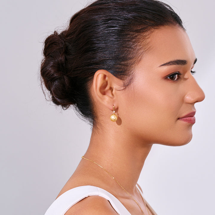 18K Massivgold Südsee Goldene Perlenohrringe KE00286