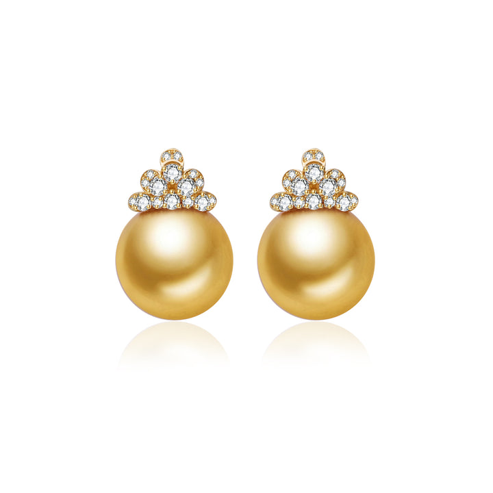 أقراط لؤلؤة ذهبية من بحر الجنوب من الذهب الخالص عيار 18 قيراط KE00287