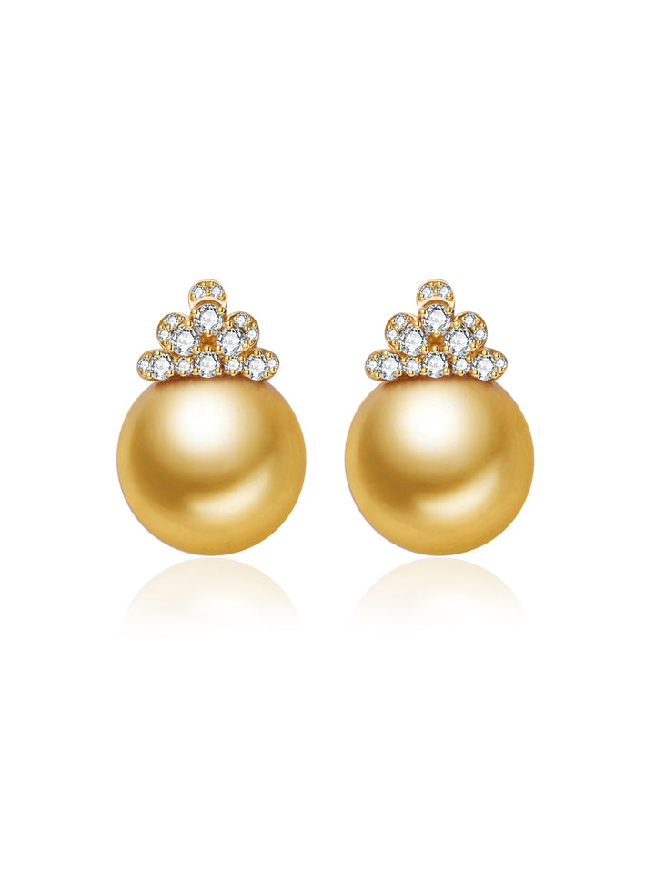18K Massivgold Südsee Goldene Perlenohrringe KE00287