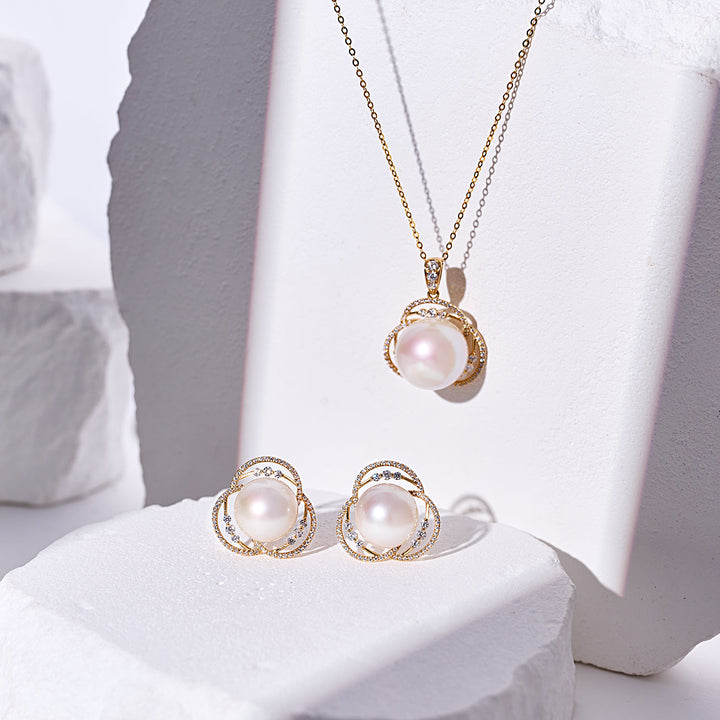 18k Solid Gold Edison Pearl Necklace KN00356 - PEARLY LUSTRE