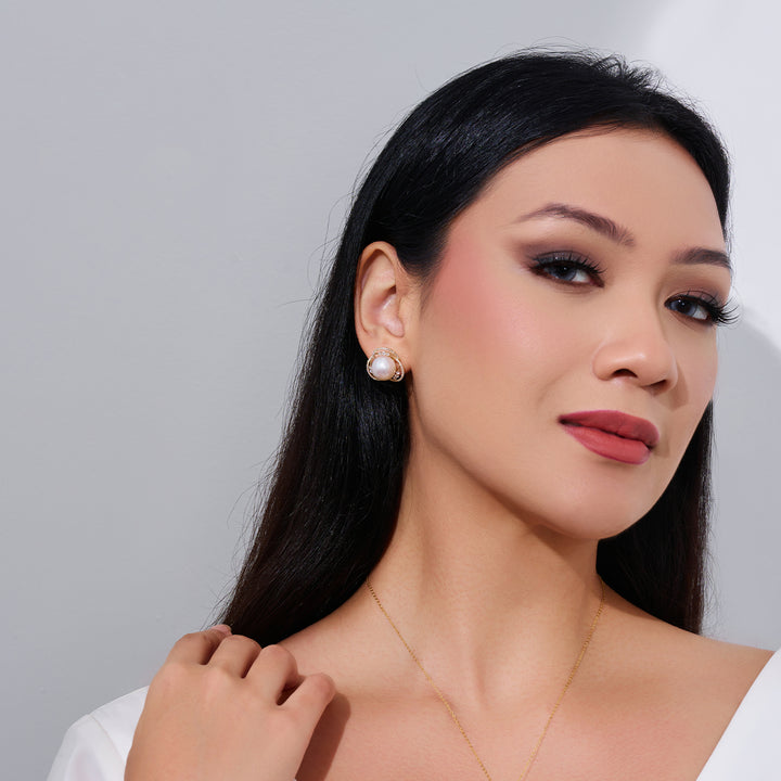 18K Solid Gold Edison Pearl Earrings KE00288 - PEARLY LUSTRE