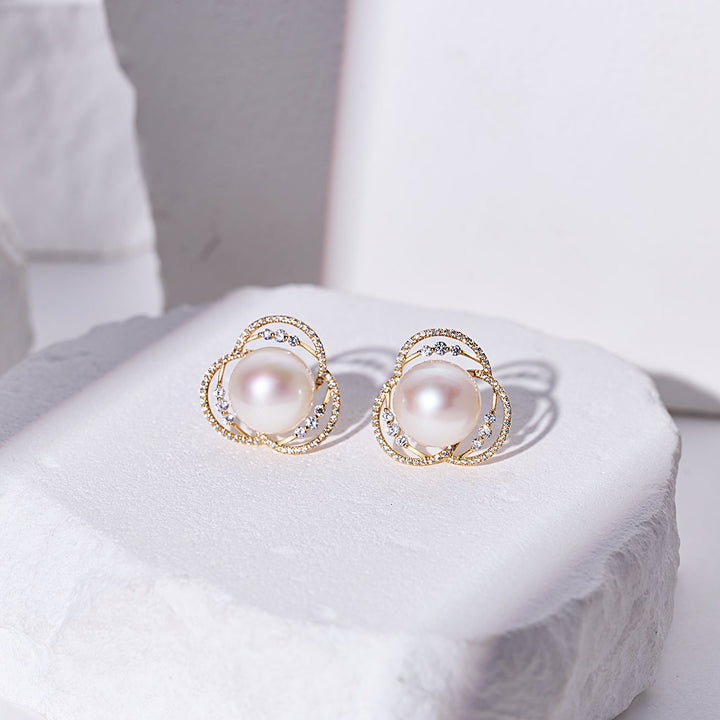 18K Solid Gold Edison Pearl Earrings KE00288 - PEARLY LUSTRE