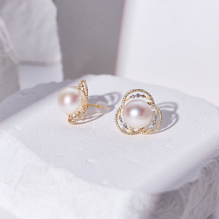 18K Solid Gold Edison Pearl Earrings KE00288 - PEARLY LUSTRE