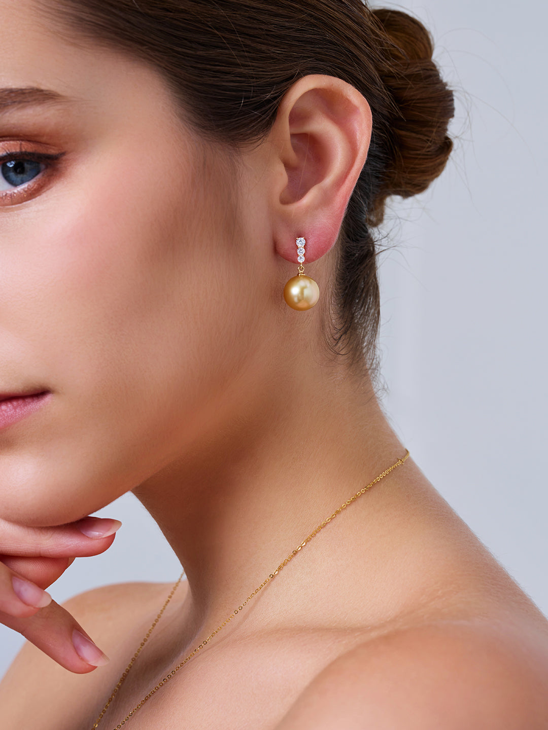 Anting-anting Stud Mutiara Emas Laut Selatan Emas Tulen 18K KE00292