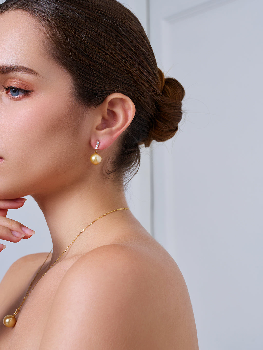 Anting-anting Stud Mutiara Emas Laut Selatan Emas Tulen 18K KE00292