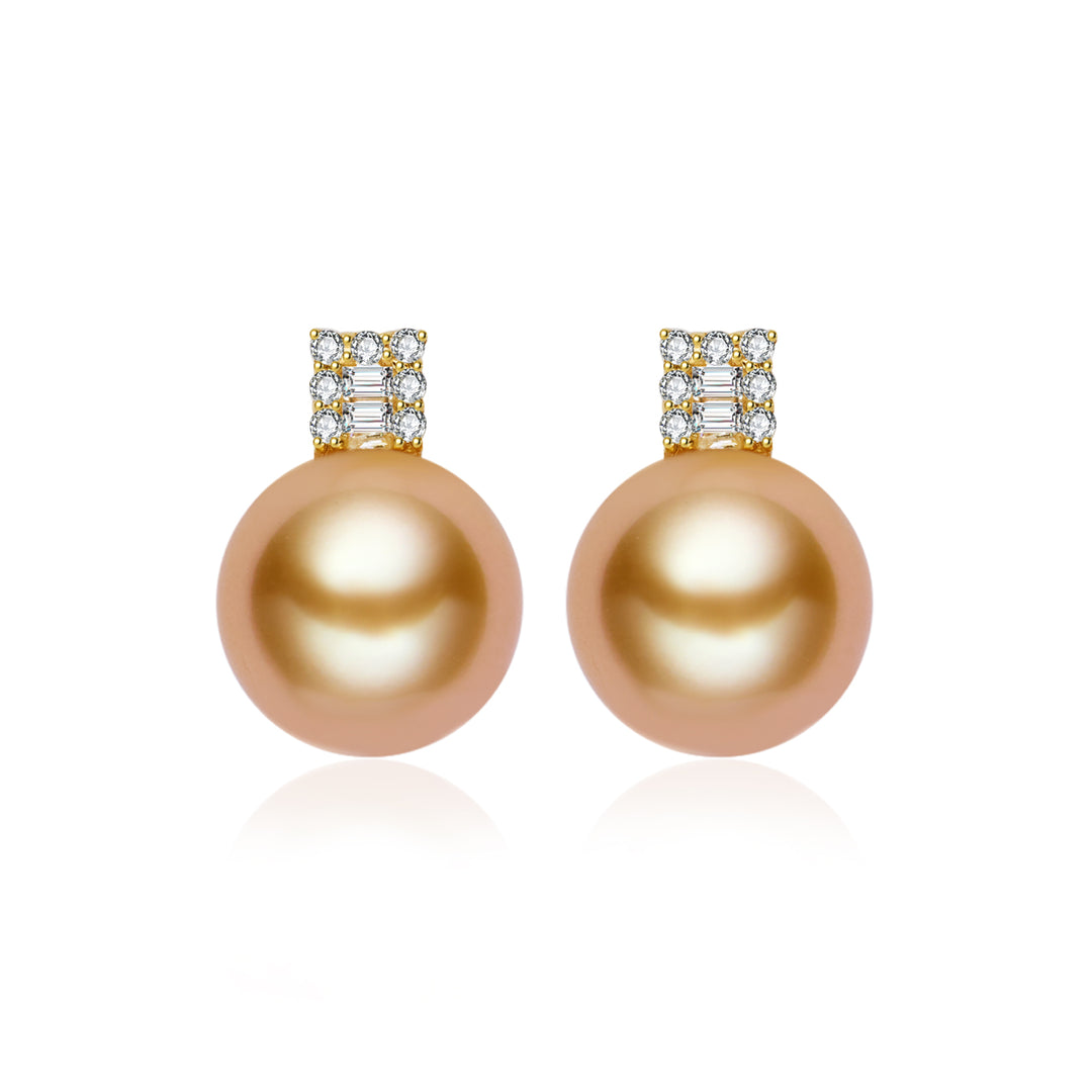 18K Massivgold Südsee Goldene Perlen Ohrstecker KE00293