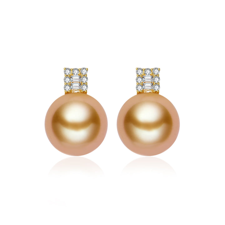 18K Massivgold Südsee Goldene Perlen Ohrstecker KE00293