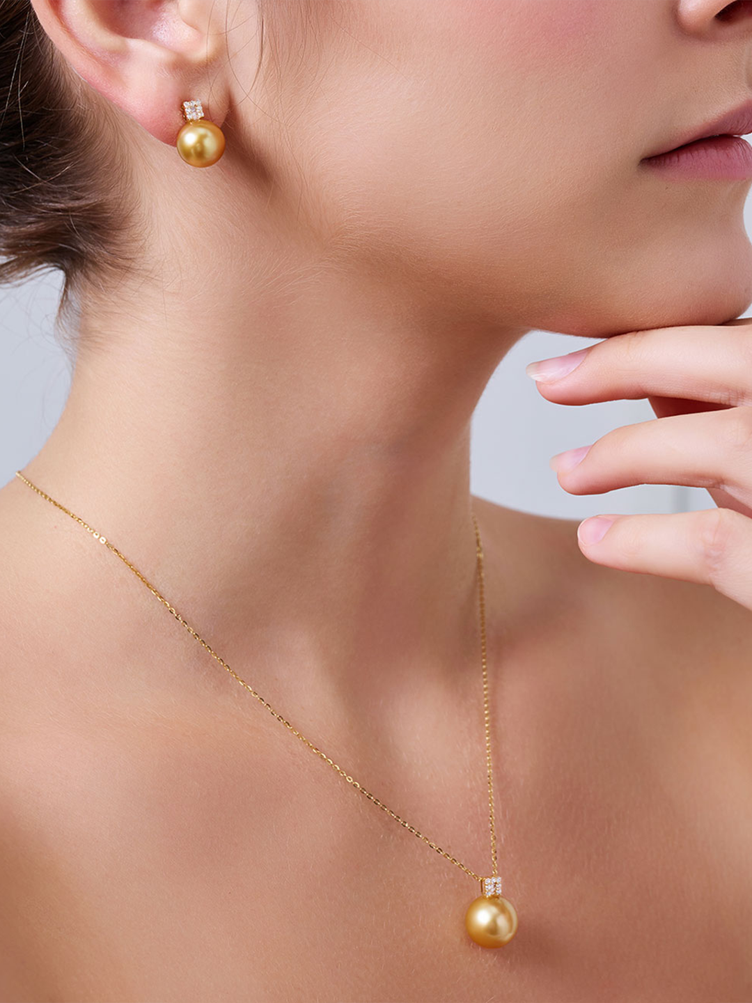 Anting-anting Stud Mutiara Emas Laut Selatan Emas Tulen 18K KE00293