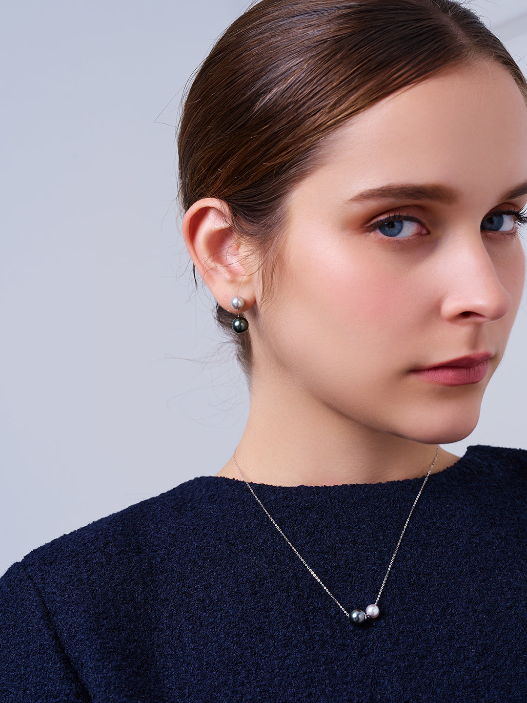 Collier en or massif 18 carats avec perles Akoya et Tahitiennes KN00370 | HARMONY