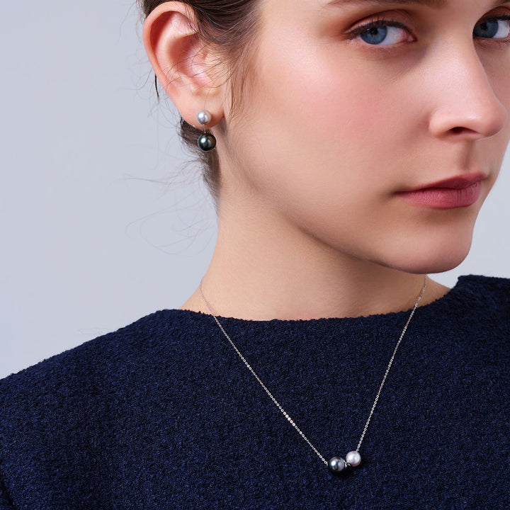 عقد من اللؤلؤ أكويا وتاهيتي من الذهب الخالص عيار 18 قيراط KN00370 | هارموني