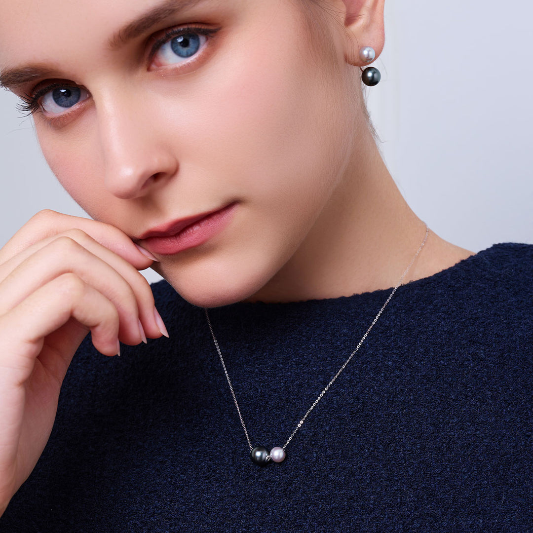 عقد من اللؤلؤ أكويا وتاهيتي من الذهب الخالص عيار 18 قيراط KN00370 | هارموني