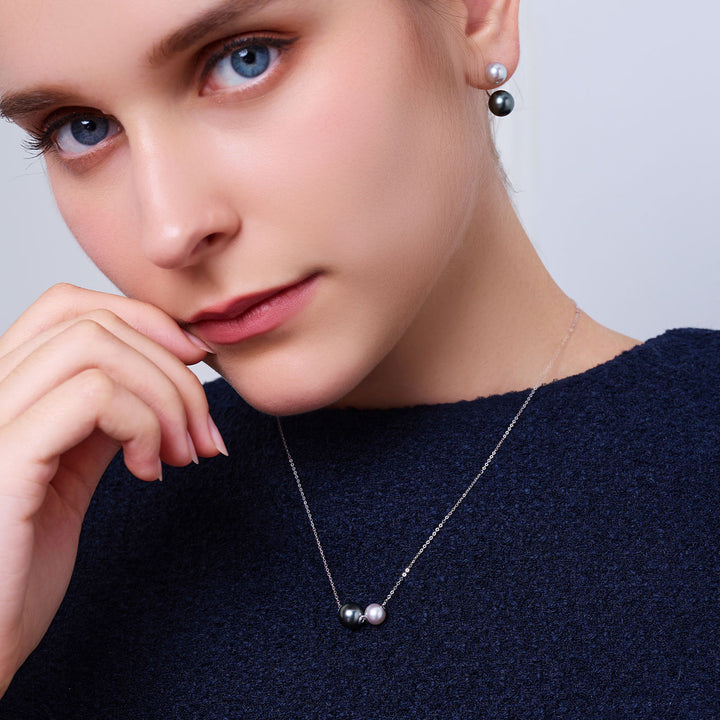 عقد من اللؤلؤ أكويا وتاهيتي من الذهب الخالص عيار 18 قيراط KN00370 | هارموني