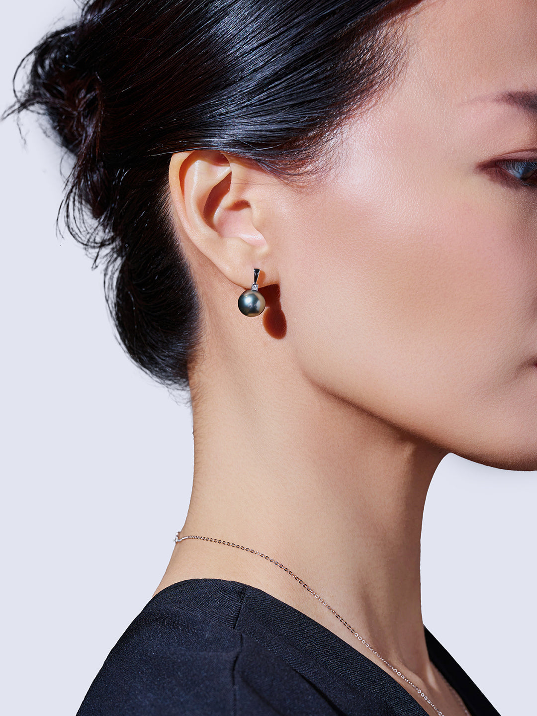 18K Massivgold Diamant Tahiti-Perlen Ohrringe KE00297