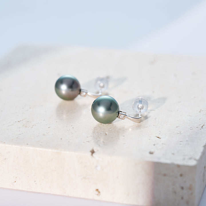Orecchini con perla tahitiana, diamante e oro massiccio 18K KE00297