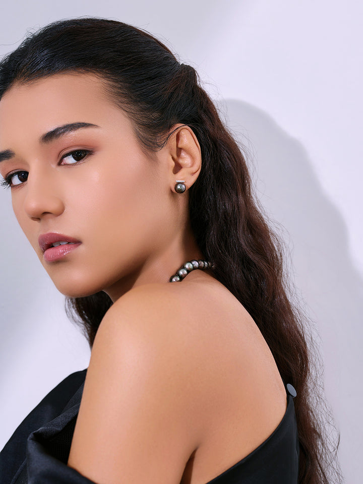 Pendientes de perla tahitiana de oro 18K KE00299