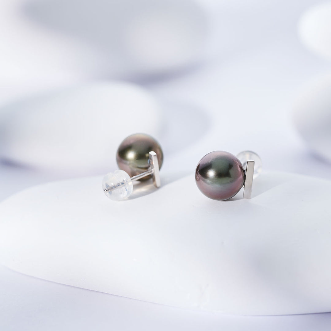 Pendientes de perla tahitiana de oro 18K KE00299